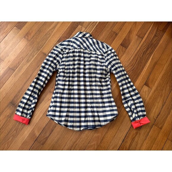 Beluva San Francisco Women's Button Up Long Sleeve Blue Plaid Shirt Size Small - Picture 5 of 5